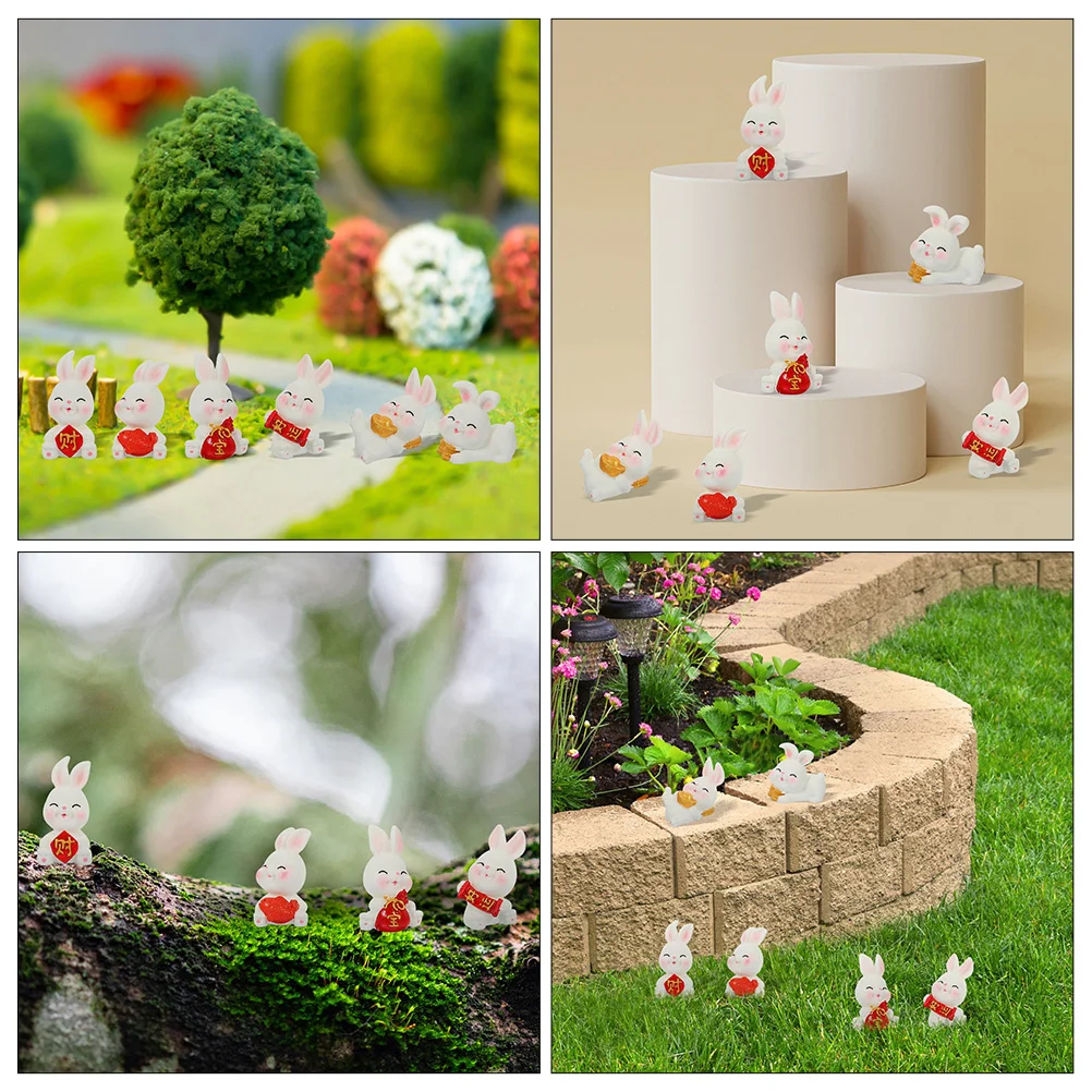 

1Set Resin Rabbit Miniatures Unique Design Suitable for Desktop Mini Garden Lawn Micro Landscape Decor Year of The Rabbit Gifts