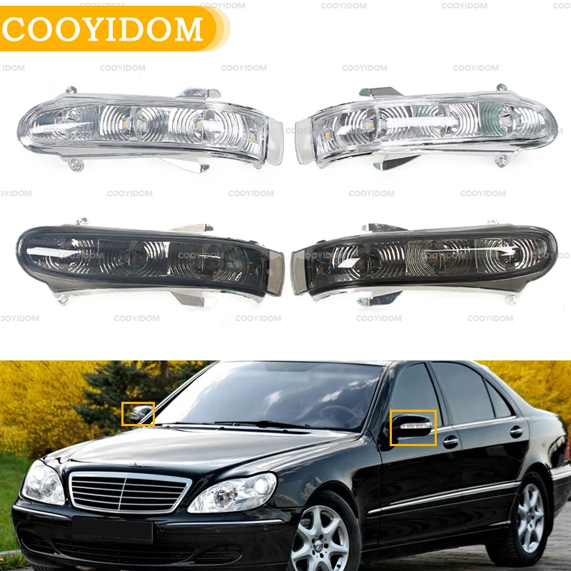 COOYIDOM Lusterko boczne przednich drzwi samochodu Światła kierunkowskazów Do Mercedes Benz W220 W215 CL S S300 1999-2002 7 Szerokie światło LED