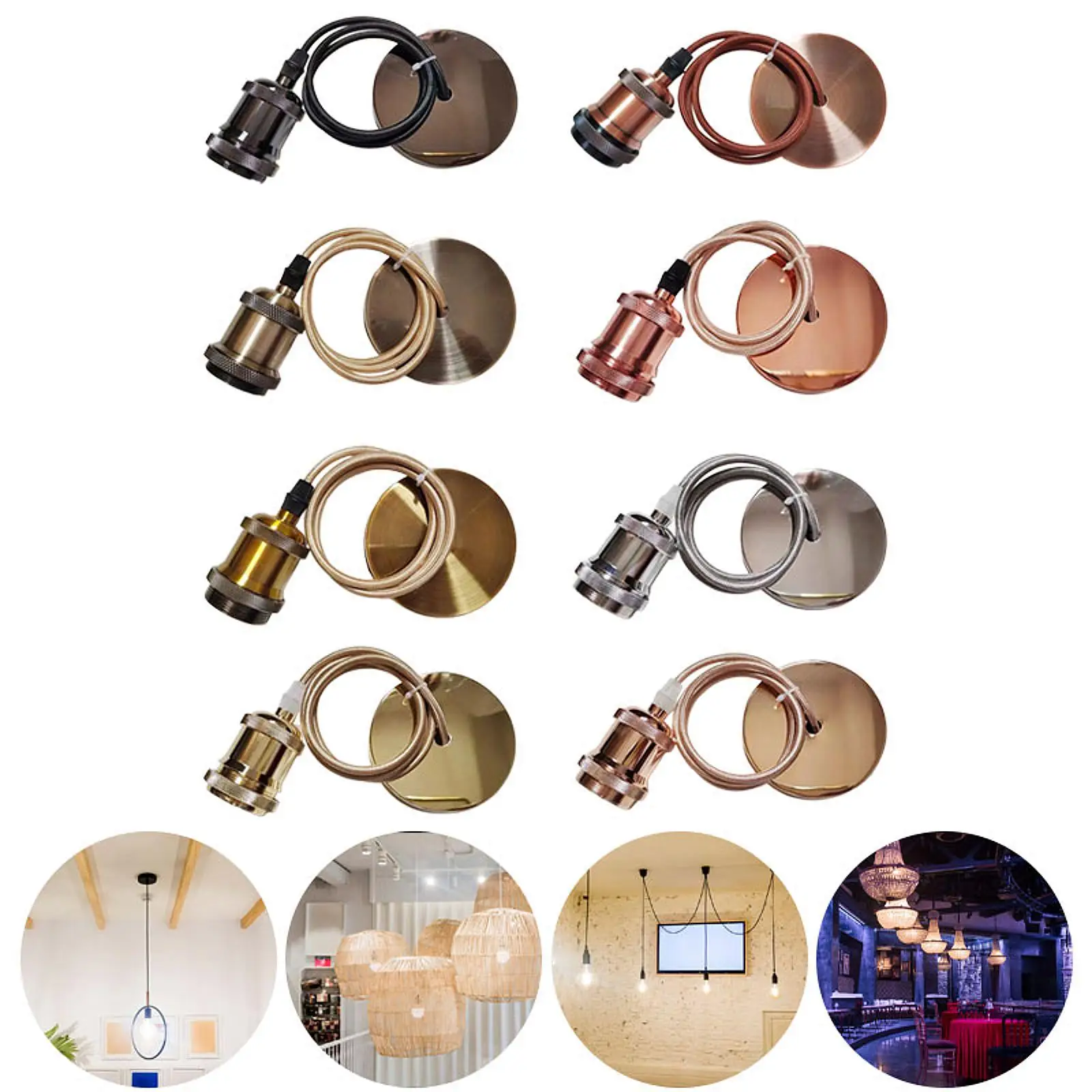 Plug in Pendant Light Kit Bulb Base Home Decor Lampholders Fixture Retro Light Socket Hanging Lights Cord for Kitchen Bedroom