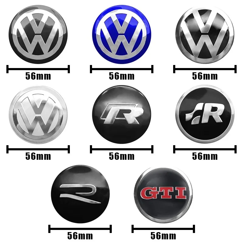 4 шт. наклейки на центральные колпачки колесных дисков Volkswagen 56/60/65 мм для VW R Golf Touran Octavia Motion GTI Polo, автомобильные аксессуары