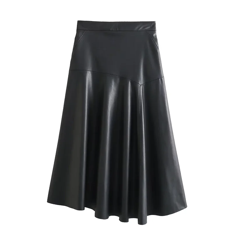 

Elegant Long Skirt Lady Streetwear Female Woman A-Line Vintage High Waist Fashion Summer Sping Straight Leg Skirts Solid Black