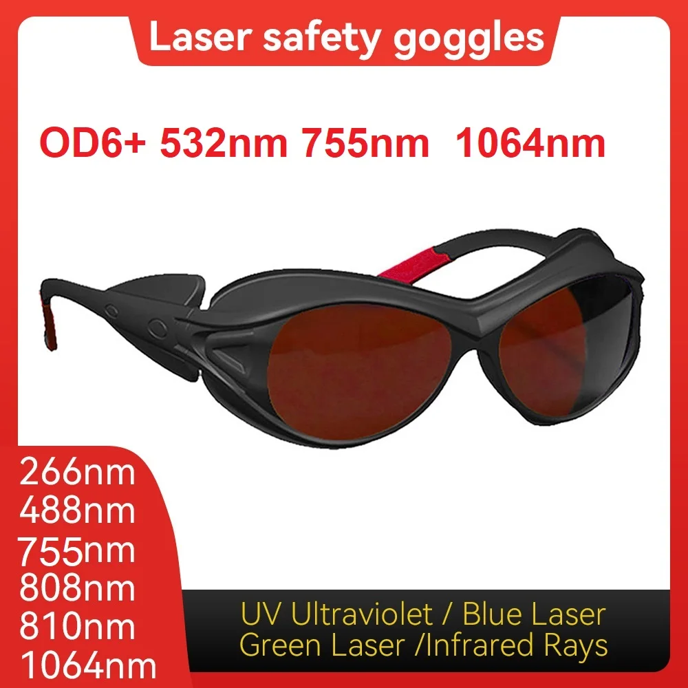 Laser Safety Glasses OD6+ Yag Blue Green Laser UV Light Eye Protection Laser Goggles for 405nm 532nm 755nm 808nm 980nm 1064nm