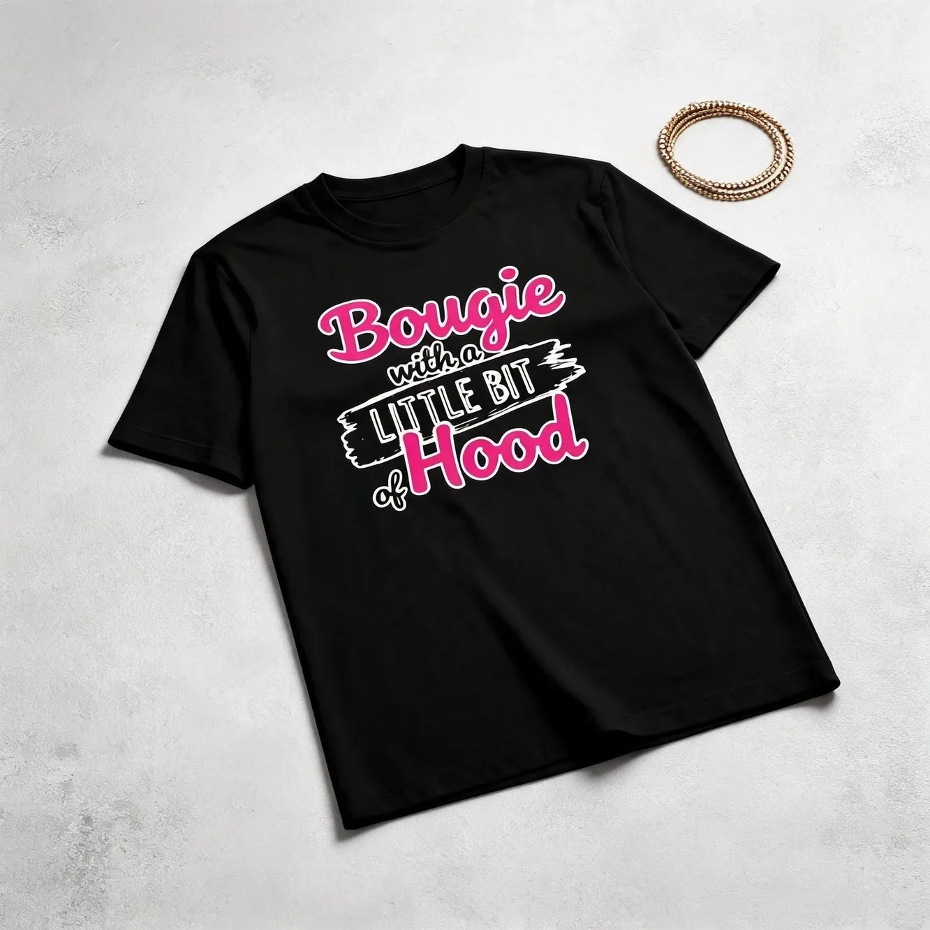 Bougie With A Little Bit Of Hood Print Women's Cotton T-Shirt 200g, Round Neck Comfortable And Breathable, Ideal For Casual Wear