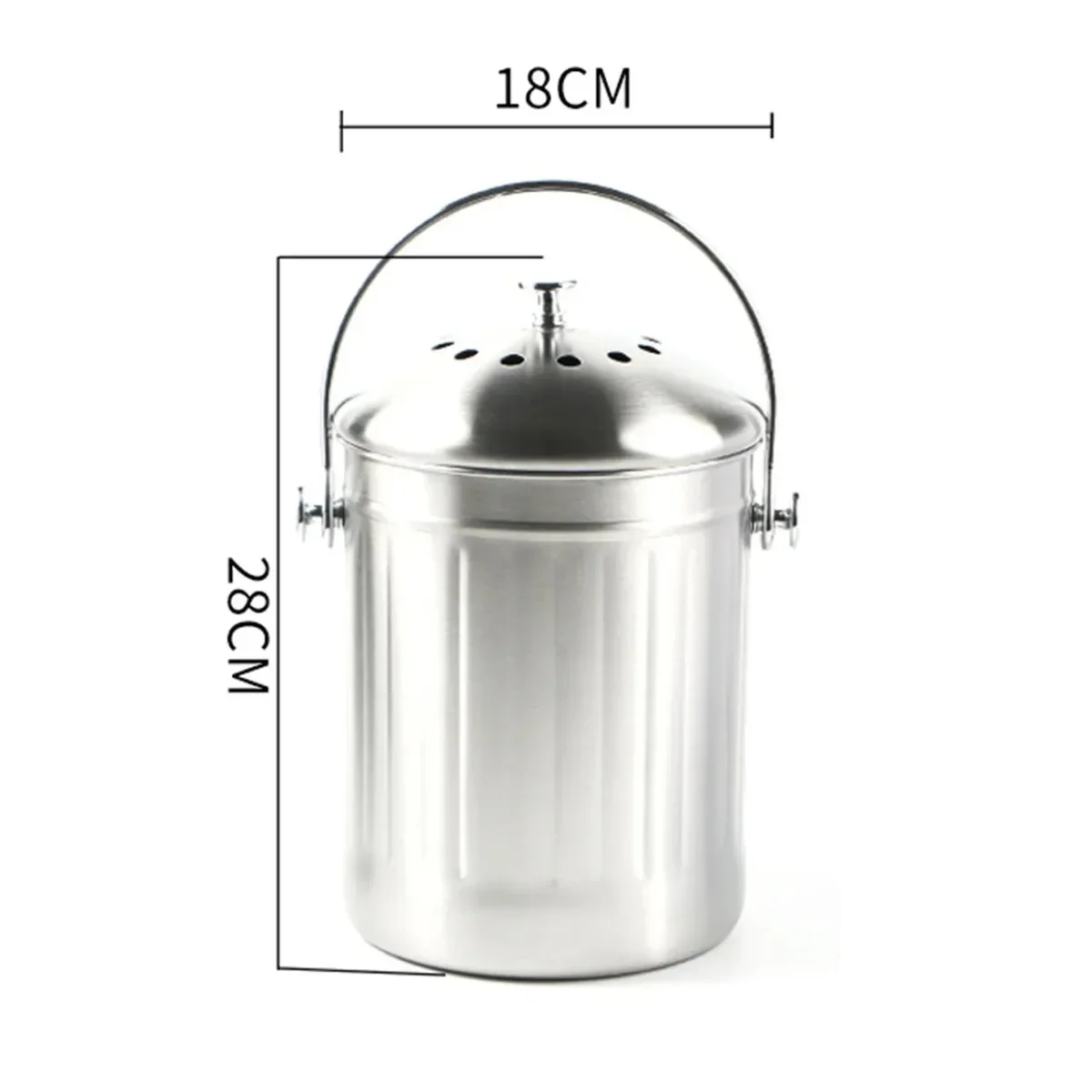 Kitchen Compost Bin Stainless Steel Odorless Food Waste Bucket Countertop Trash Can Space Saving Eco Home Organizer