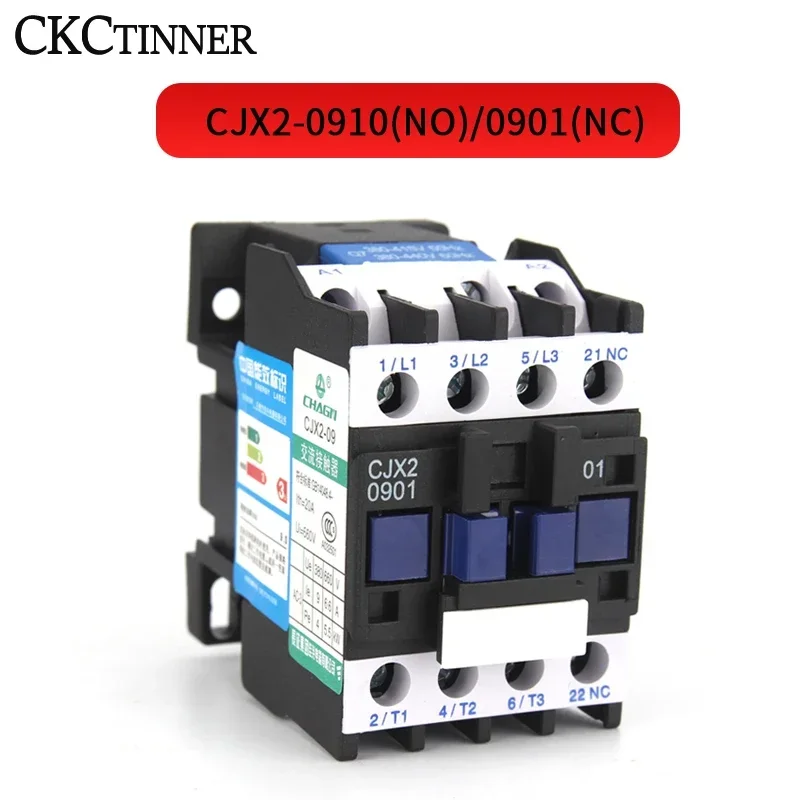 CJX2-0901/0910 50/60HZ 9A AC contactor  Din Rail Mounted 3P+1NO Normal Open Contactor 24V-380V