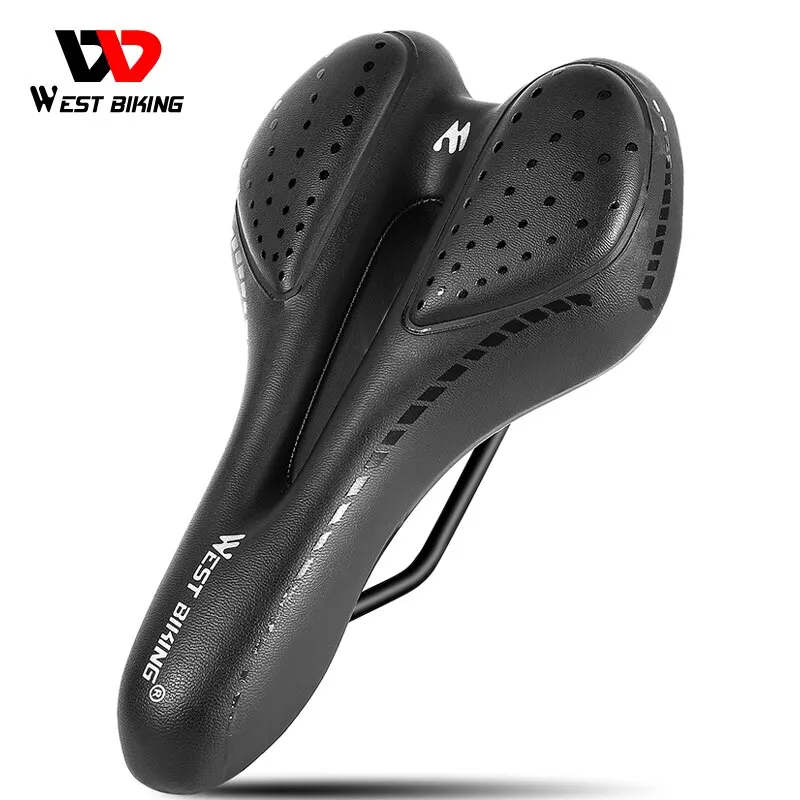 WEST BIKING Bike Saddle MTB Mountain Road Bicycle Seat PU Leather Gel Painless Cycling Cushion BMX Comfortable Shockproof Parts