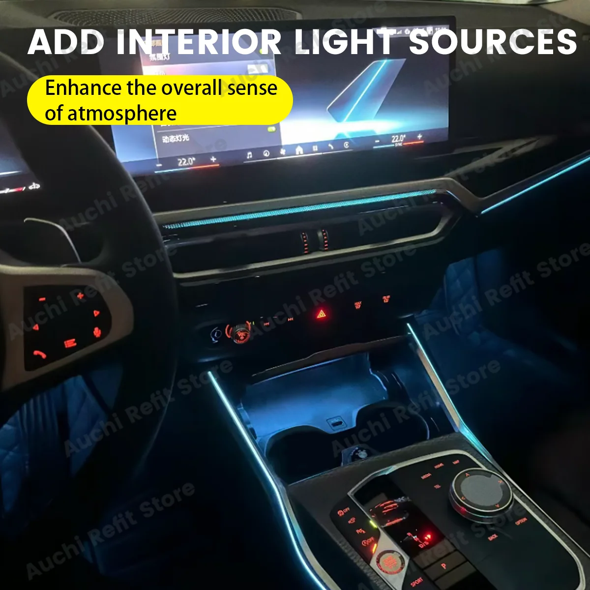 11 Colour Car LED Vents For BMW 2023+ G20 G22 G80 G82 i3 i4 M3 M4 Auto Center Console Air Outlet Decorative Lamp Ambient Lights