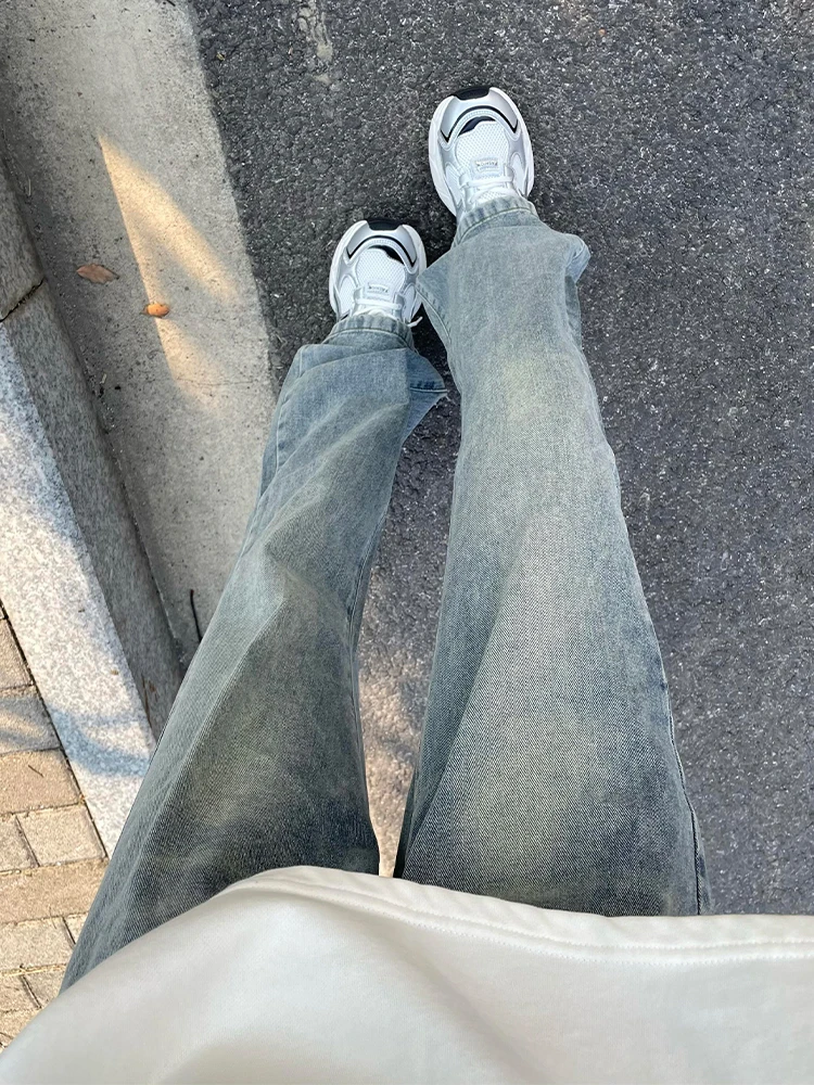 

Мужские джинсы прямого кроя в американском ретро-стиле, осенние, свободного кроя, повседневные, молодежные, модные