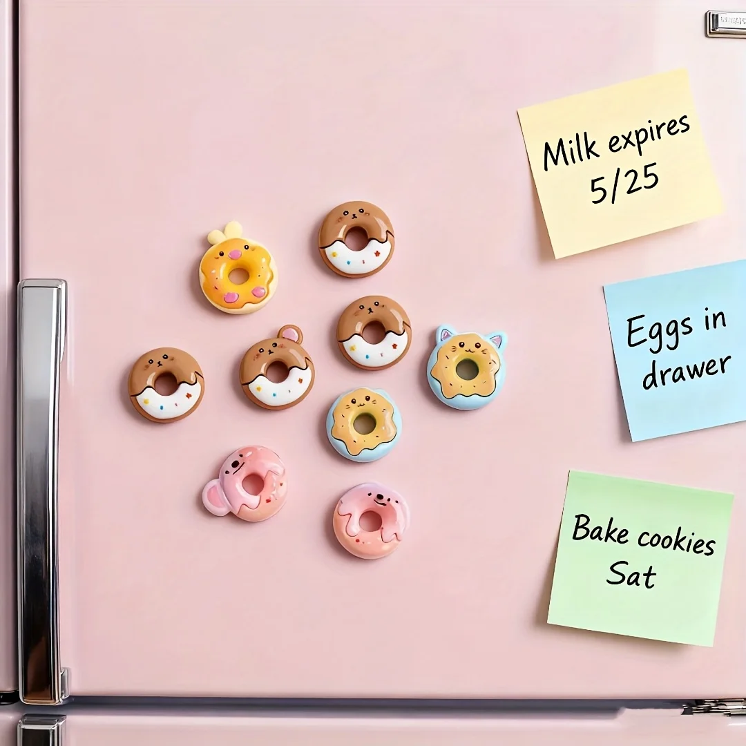 10pcs Small Animal Donut Cookie Kitten Resin Fridge Magnets, Christmas Decorations, Black Friday Cyber Monday Gifts