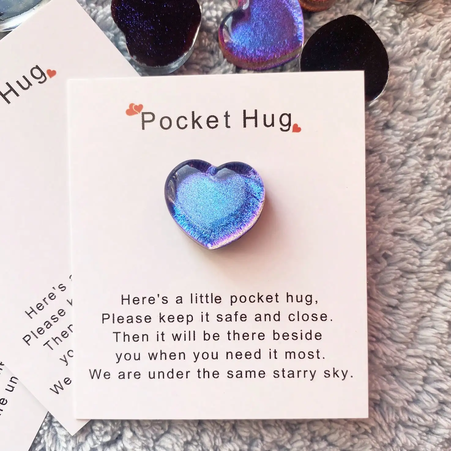 1pc, A Tiny Little Pocket Hug Poem Card,Thinking Of You Gift Cute Resin Animal Decoration With EncouragingGreeting Card