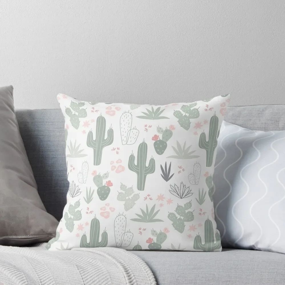 

Cacti floral sage green on white Throw Pillow Decorative Cushion Cover Decorative Cover For Living Room pillow