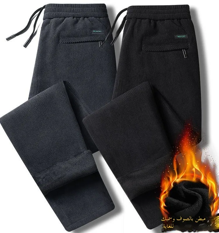 

Men's Work Pants Fce Lined Thi Warm Wear Resistant Loose Straight Leg Casual Trousers for Autumn Winter Labor Protection