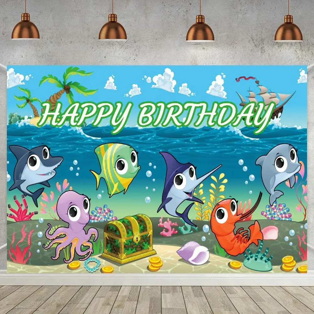 Kids Birthday Backdrops Underwater Seaweed Fishes Bubbles Photography Backgrounds Vinyl Photophone Photocall For Photo Studio