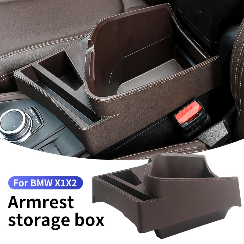 Car Central Seat Armrest Box Auto Console Storage Case Organizer Accessories For BMW X1 X2 F48 F49 F39 2016-2022 Left Hand Drive