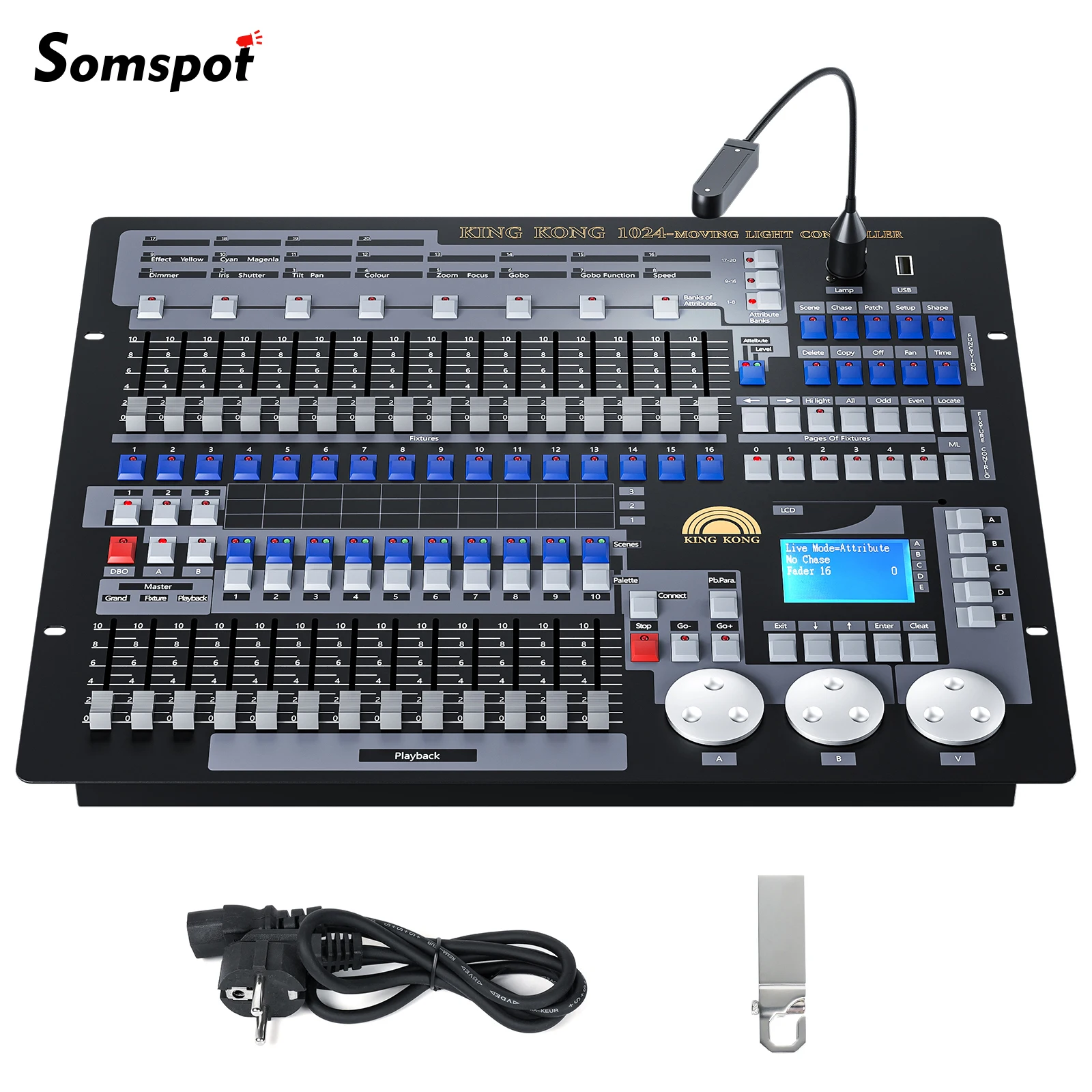 Somspot DMX Console 1024 Channel Controller For Stage Lighting DMX512 DJ Controller Equipment 512/1990 standard