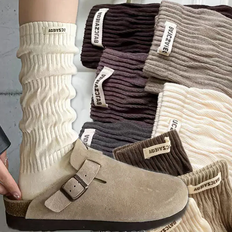 

Новые однотонные теплые длинные носки, женские осенне-зимние дышащие мягкие чулки, носки до середины икры в стиле Лолиты, повседневная одежда, модный японский стиль