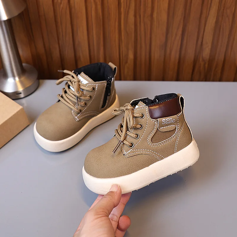 

21-30 Fashion Ankle Baby Boy Girl for Children's Boots Spring Autumn Child Girl Winter Leather Shoes Kid Thick-soled Short Boots