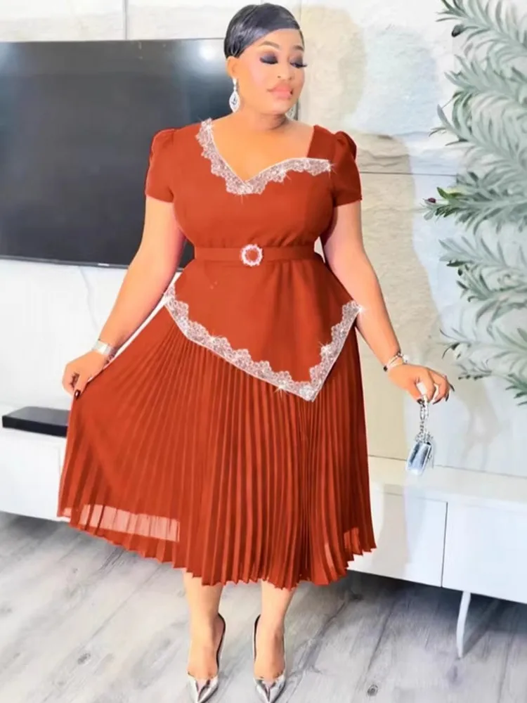 

Африканские платья для женщин, элегантное весенне-летнее платье-миди с короткими рукавами, традиционная африканская одежда, Fairy Dreaes