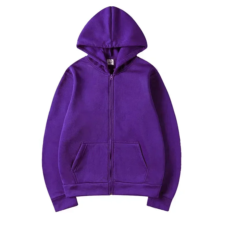 High-Street-Hoodie für Herren, einfarbig, mit Reißverschluss, langärmelig, locker geschnittene Jacke, lässiger Kapuzenpullover, Y2K-Mode, Outdoor-Bekleidung – Detail 9