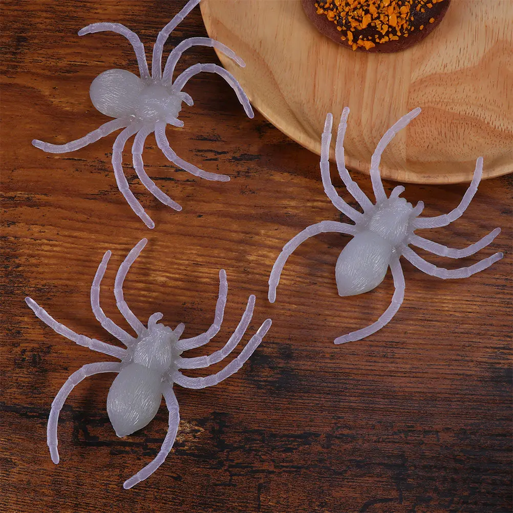 20Pcs Glow Spider Halloween Decoration Scary Realistic Insect Prop for Masquerade Party Prank Supplies Festive Atmosphere