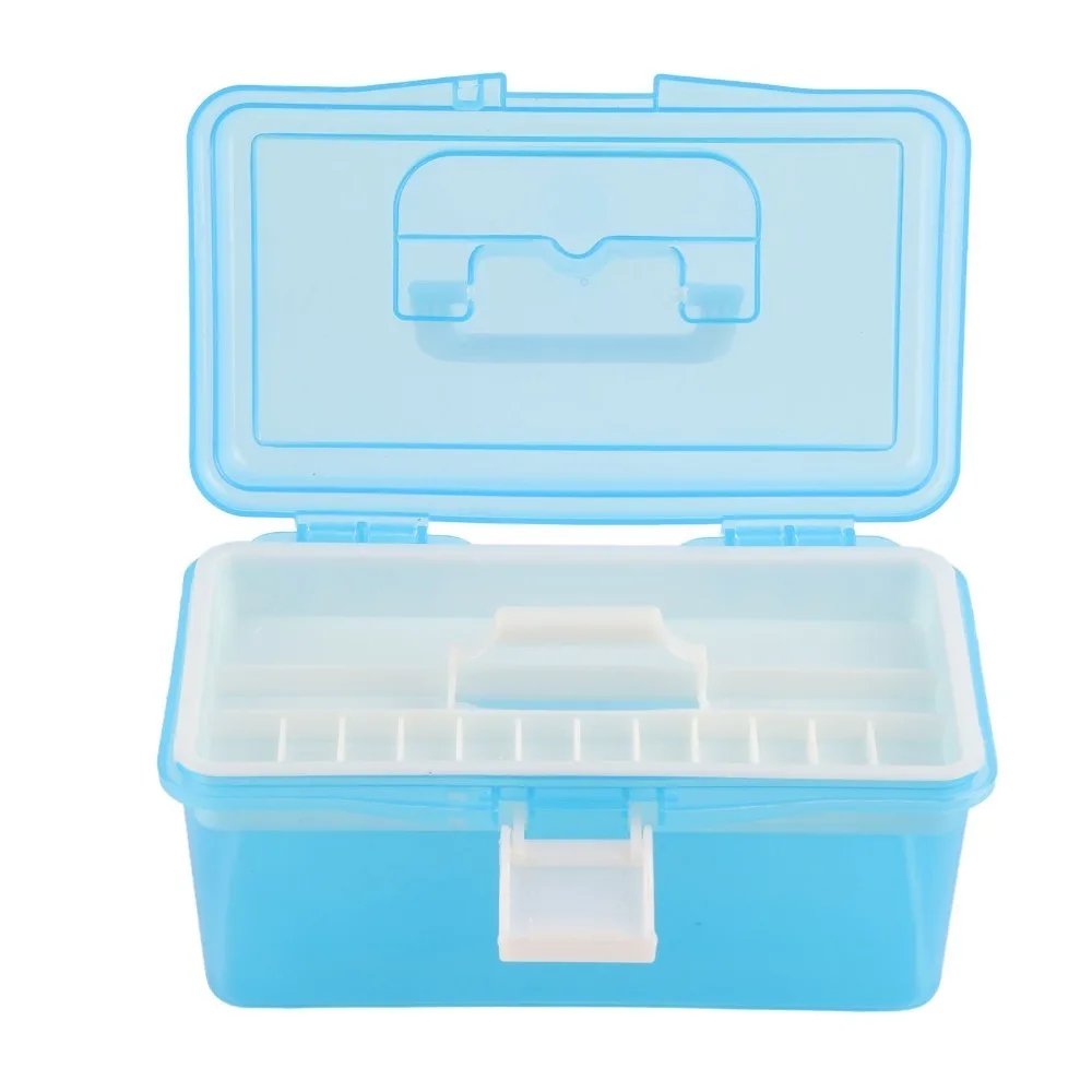 18x10x9.5cm Storage Container Bin 2 Layer Stackable First Aid Box Removable Tray Portable Tool Organizer Container