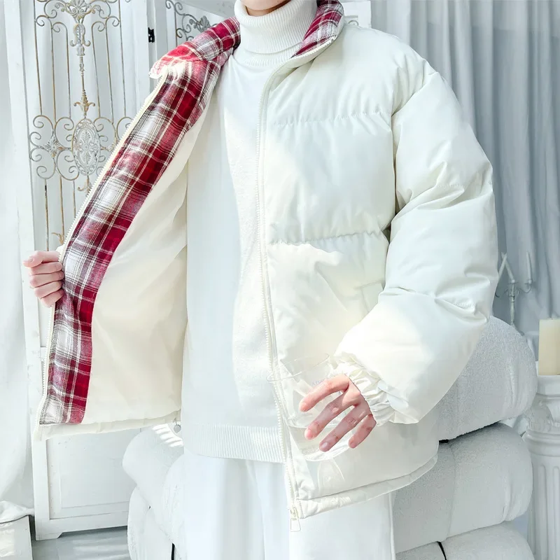 

Men's Winter Thickened Casual Cotton Jacket Loose Comfortable Warm American Style Fashionable Zipper Closure Solid Color