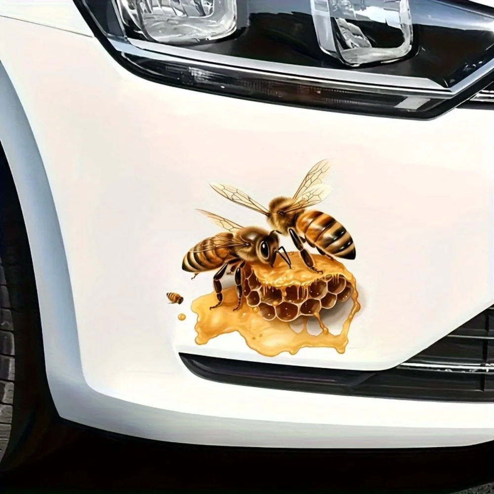 

1Pc Bee & Honeycomb Vinyl Decal, Removable No Residue Sticker for Cars, Laptops, Fridge & Furniture