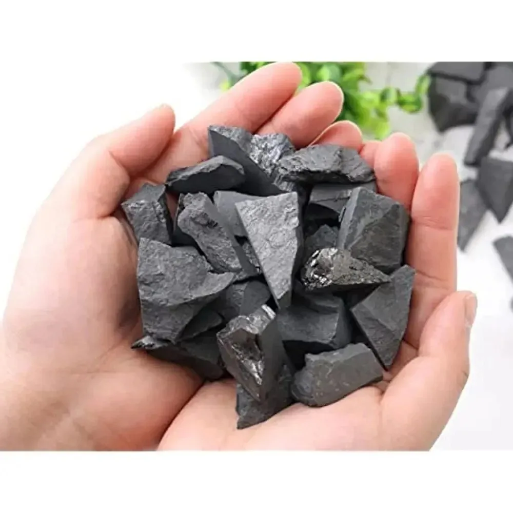 Shungite Raw Natural Stone Gravel for Water Purification & Chakra Healing, Reiki Crystal Protection Ore, Bulk Loose