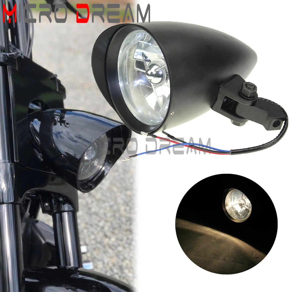 Motorcycle LED Bullet H4 Bulb Headlight Headlamp For Harley Chopper Sportster Iron 883 Cafe Racer Honda Shadow VTX Kawasaki VN