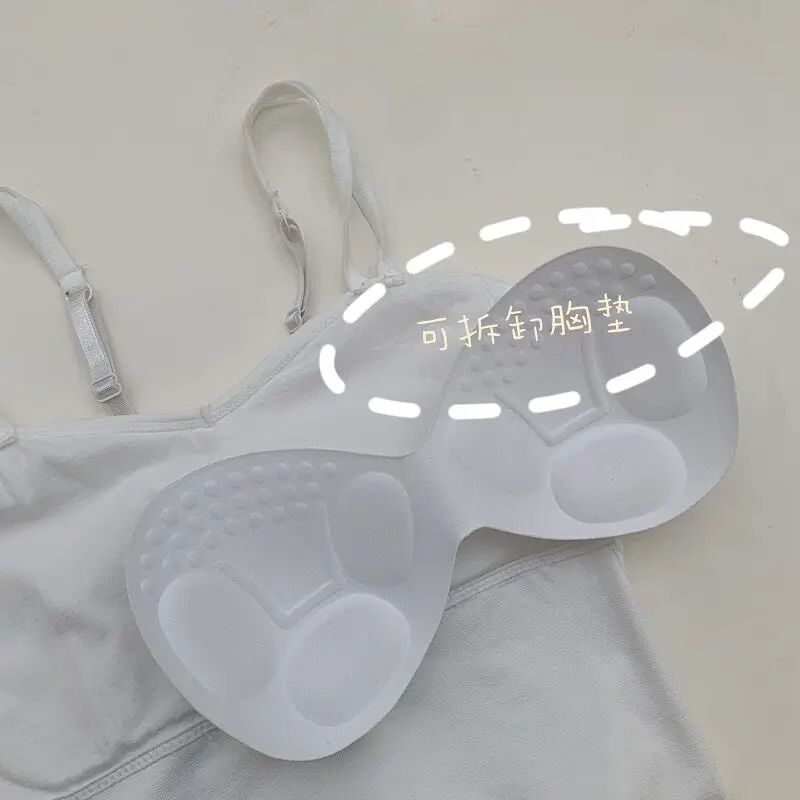 ort Canotta a doppio strato base con doppio cinturino Canotta da donna Senza anello in acciaio Design Avvolgente estivo Sensazione del torace Tessuto in nylon dolce Sle