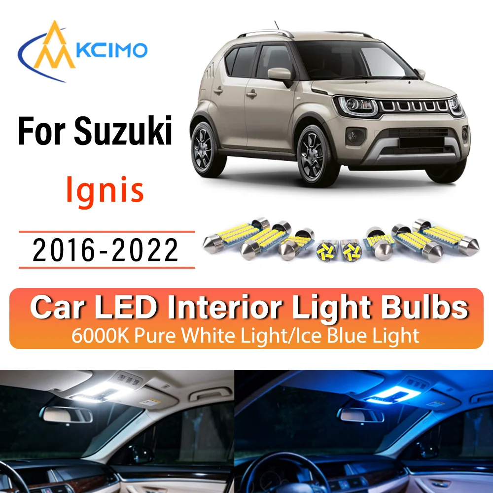 Kit de remplacement d'ampoules LED sans fil à éclairage constant pour l'intérieur de voiture Suzuki Ignis 2016-2022, montage direct pour plafonnier et éclairage de coffre