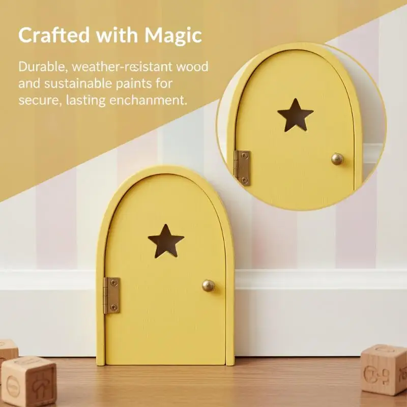 Mini Creative Fairy Elf Door Wooden With Mini Ladders Funny Mouse Hole Nursery Decor Dollhouse Home Decorations