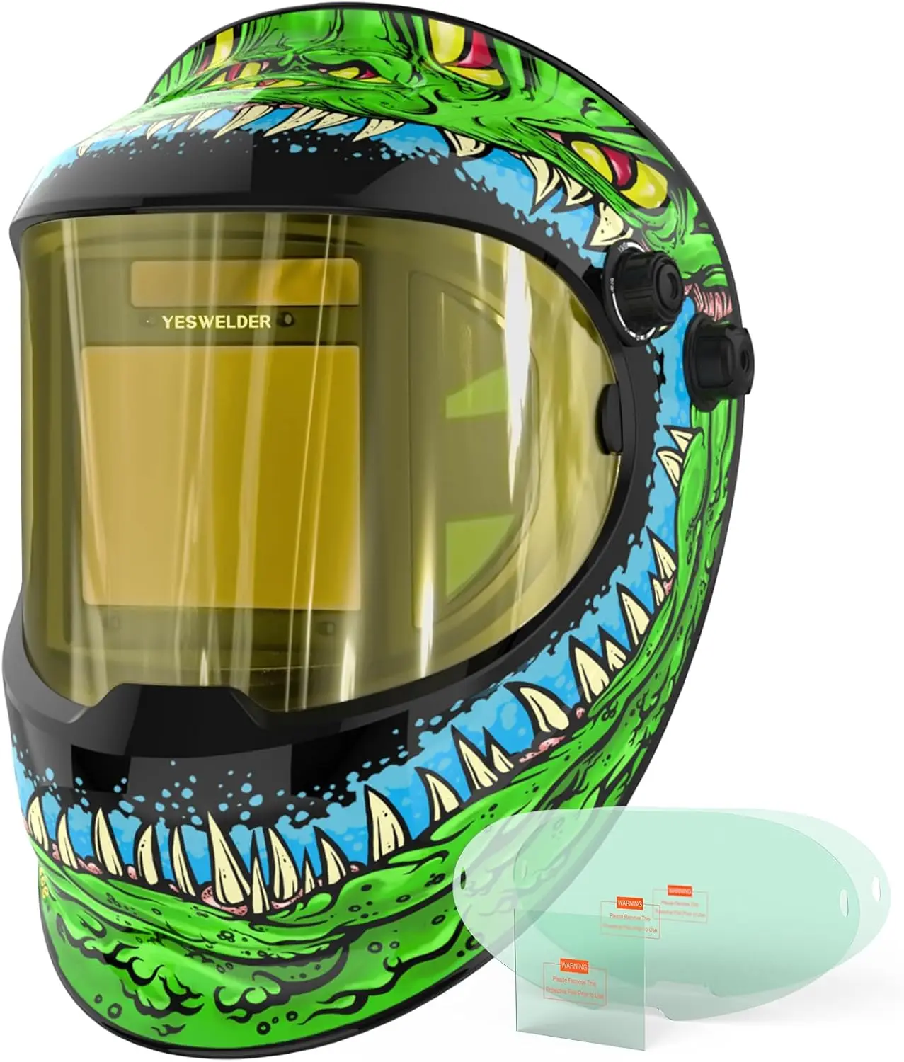 

Auto Darkening Welding Helmet with SIDE VIEW, 180° Panoramic View, True Color Solar Powered for TIG MIG ARC CUT and GRIND