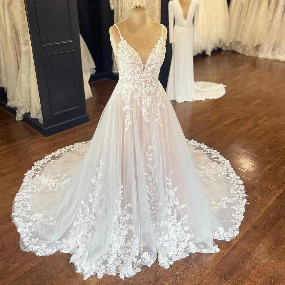 Modern Wedding Dresses for Woman Sleeveless Spaghetti Straps 2026 Bridal Tulle A-line Vestidos De Noiva Made To Order