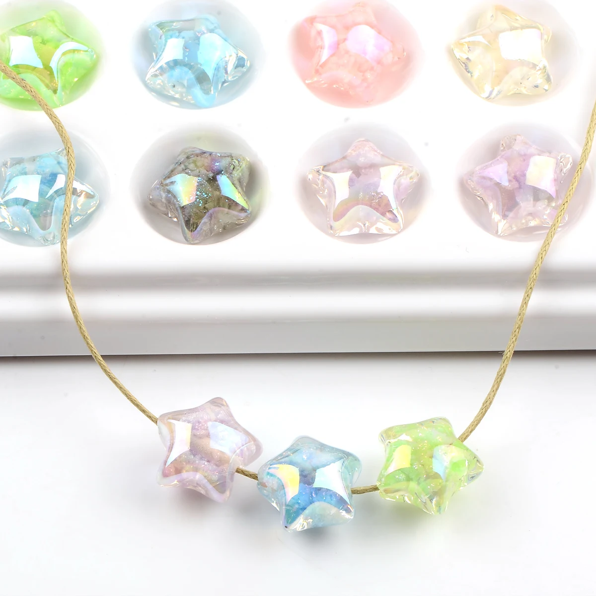 10pcs Mixed Luminous Cloud Transparent Pentagram Loose Acrylic Beads for Jewelry Making Charm Beads DIY Necklace Bracelet