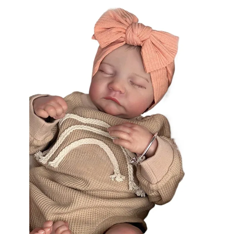 18inch Finished Reborn Doll Asleep Levi Soft Body Realistic Newborn Baby Hand Drawing Hair 3D Skin with Visible Veins