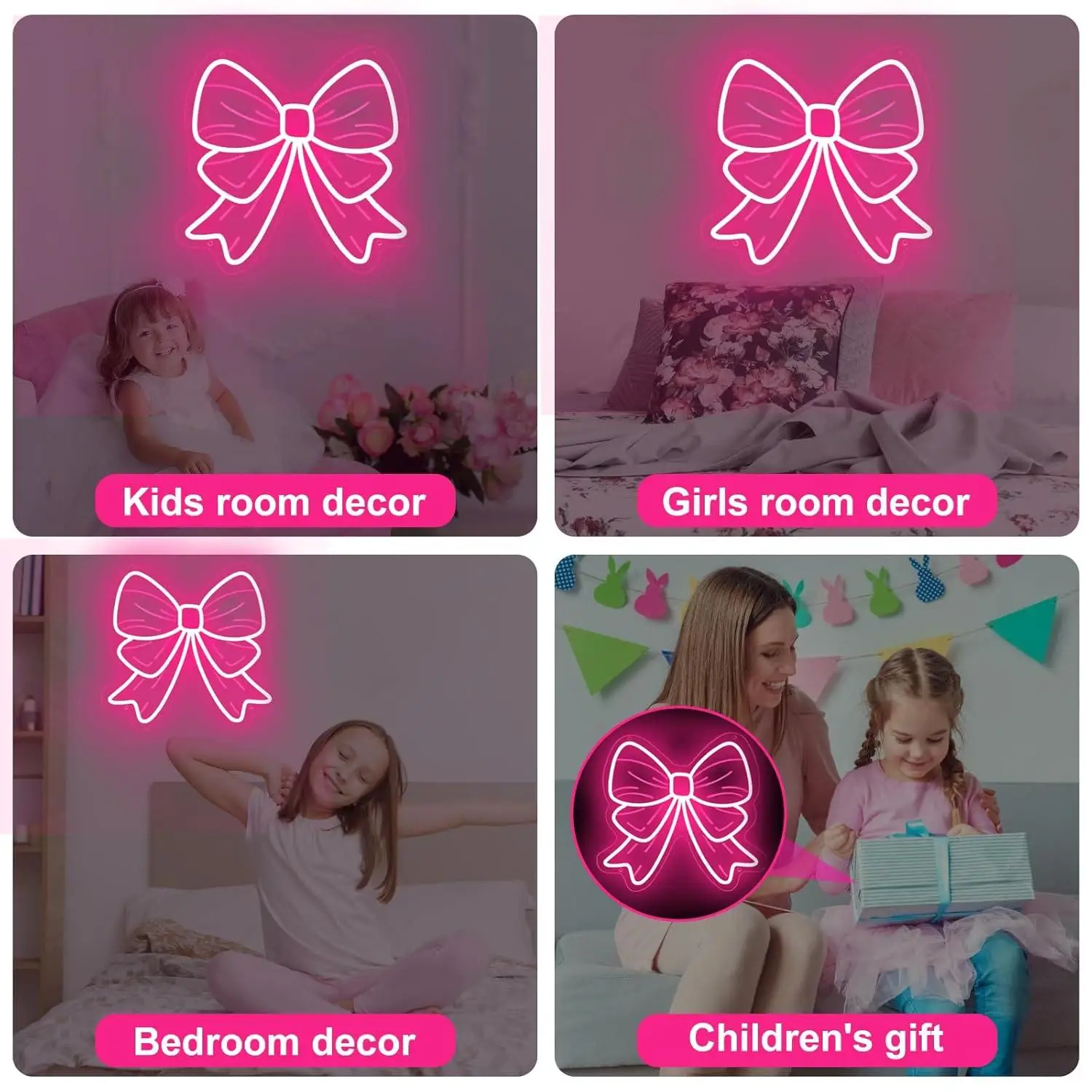 Bow Neon Signs USB Dimmable LED Neon Lights for Girls Room Beauty Salon Nursery Room Decoration Birthday Gift Elegant Wall Art view 4