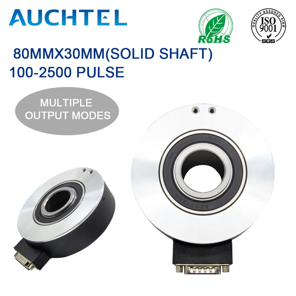 

AUCHTEL 80mm Incremental Rotary Encoder 30mm Hollow Shaft Photoelectric Optical Switches 10-1024-2500 PPR 5-24VDC