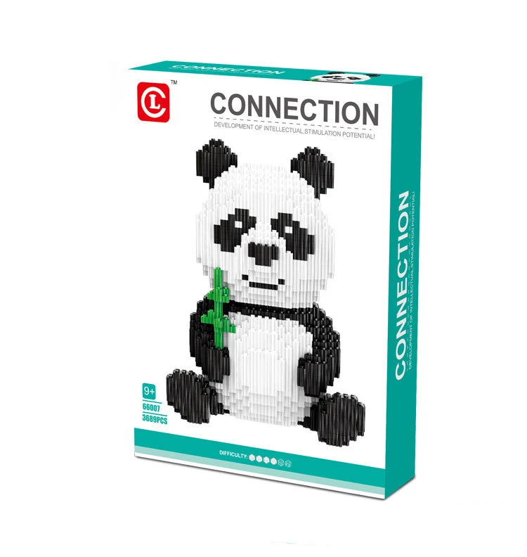 Linkgo Panda Mini Building Blocks Creative DIY  Bamboo Model Micro Bricks Figures Toys For Children Birthday Gift