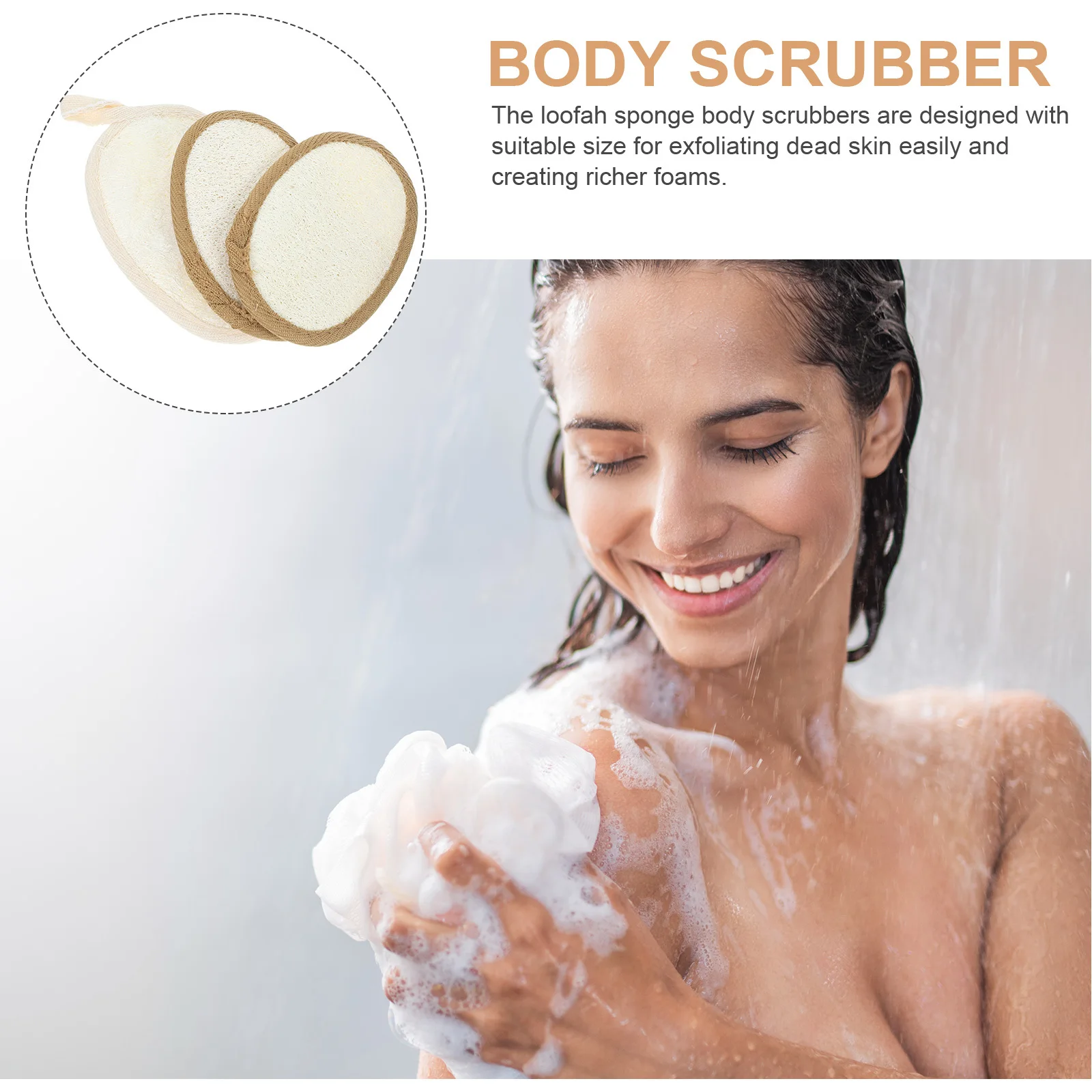 

3 pcs Bath Loofah Sponge Exfoliating Body Scrubber Shower Wash Loofah Sponge For Women Men Bath Shower Accessories