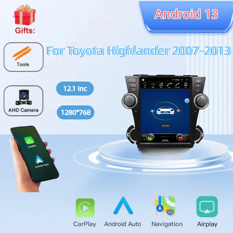 

Android 14 Screen For Toyota Highlander 2007-2013 Navigation Auto Car Radio Multimedia Video Player Carplay Stereo GPS Head Unit