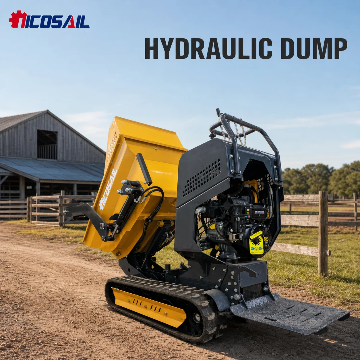 Mini-dumper sur chenilles hydraulique de 500 kg, camion-benne sur chenilles à chargement automatique pour le transport de matériaux de construction agricole