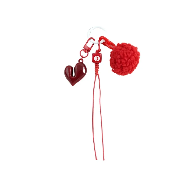 New Red Love Car Keychain Miu Wind Pendant Pearl Bow Bag Pendant Key Chains for Women