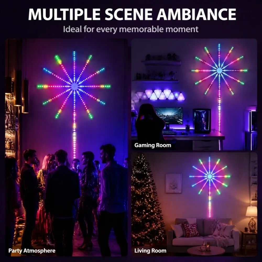 Sound Activated Firework Atmosphere Lamp Music Control Color Changing RGB LED Strip Light Bluetooth APP Control USB Powered