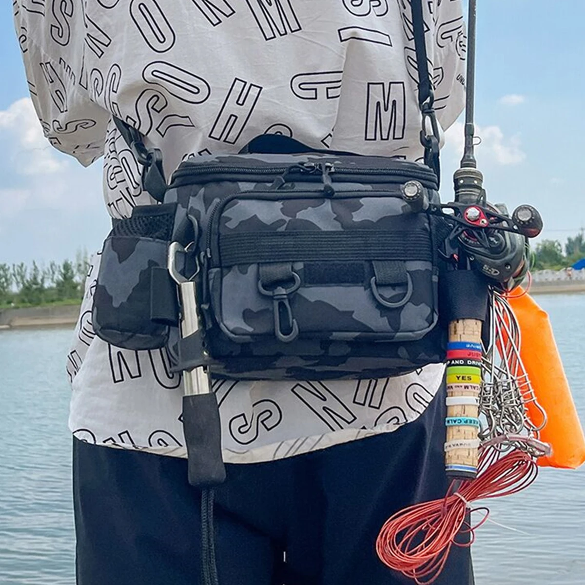 

Fishing Tackle Bag Single Shoulder Crossbody Tactical Bags Men Waist Pack Fish Lures Gear Utility Storage Fishing Box Chest Bag