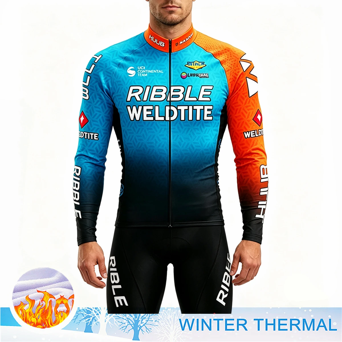 Image of Fahrradtrikot-Set Morvelo Winter Langarm Thermo-Fleece Fahrradbekleidung Latzhose Warme Sets Rennrad-Sportanzug
