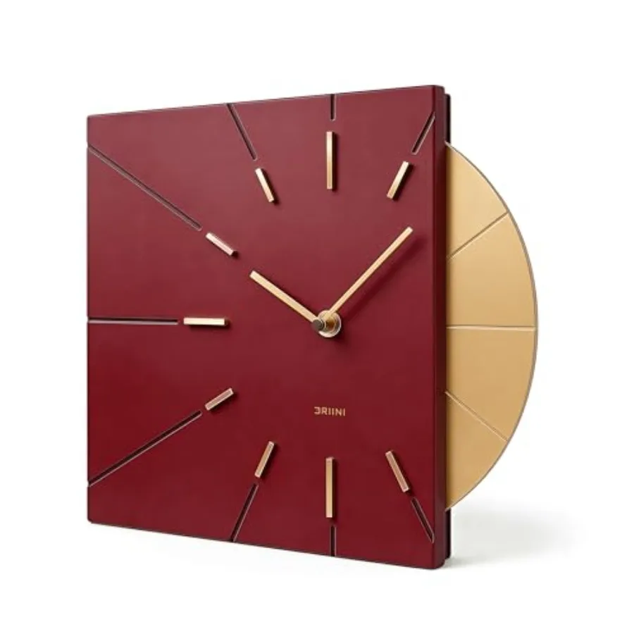 

Настенные часы в стиле Mid-Century Modern - квадратные часы с декоративным золотым акцентом - уникальные и стильные часы на батарейках - MCM D