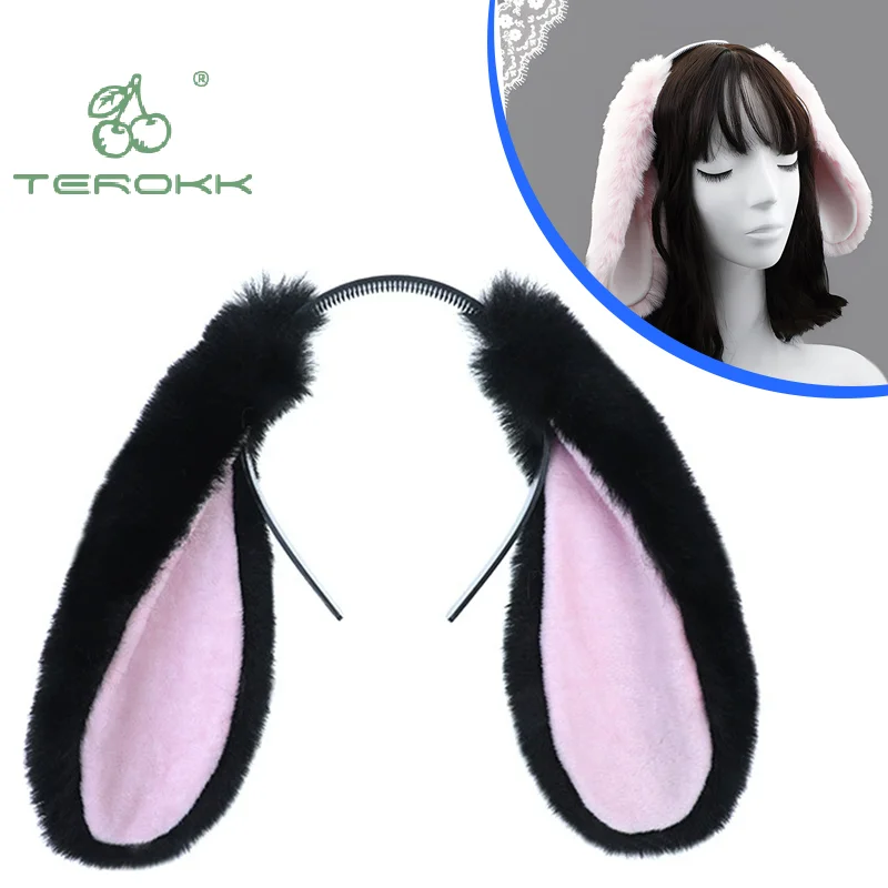 

Cute Bunny Ear Headband Plush Rabbit Hair Hoop Headwear Cosplay Costume Hair Accessories For Adults Party