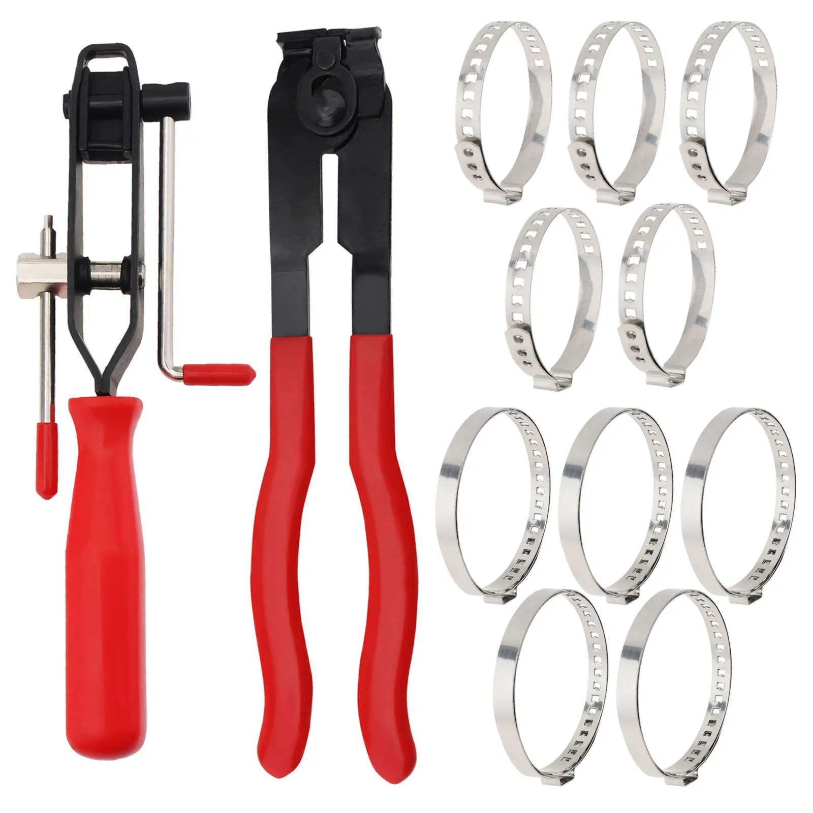 

1 Set Heavy Duty Antiskid CV Joint Boot Clamps Crimping Pliers for Most Cars with 10 Crimp Bands , Ear Boot Tie Pliers