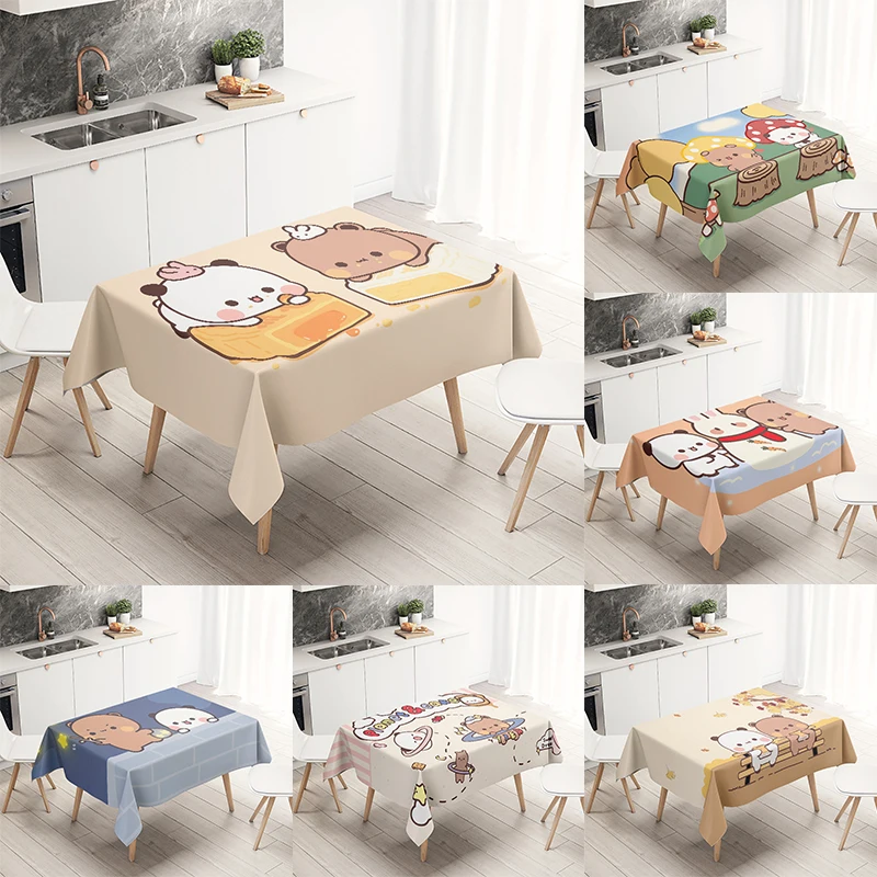 

Cute bear Bubu Dudu printed tablecloth banquet dining table home decoration desk decoration anti-fouling and waterproof